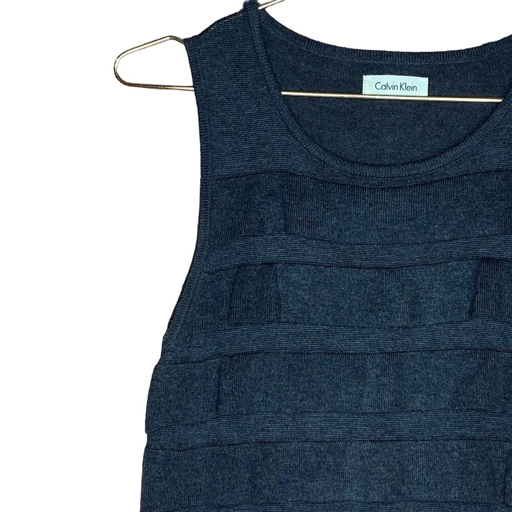 Calvin Klein Womens Size SP Sweater‎ Dress Gray Ruffle Layers Sleeveless Petite - Picture 2 of 7